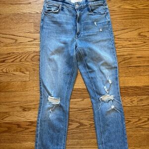 Mother Superior Dazzler Shift Chew Misbeliever Blue Distressed Jeans Sz 28